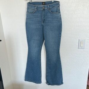 Lee women’s long size 12 jeans cotton blue high rise‎ flare casual country boot